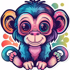 monkey cartoon cute colorful animal illustration drawing art adorable sweet vibrant happy whimsical fun playful character fantasy fantasy animal 