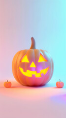 pumpkin jack-o\'-lantern halloween lights decoration spooky autumn glowing orange carved festive night celebration eerie october scary face 