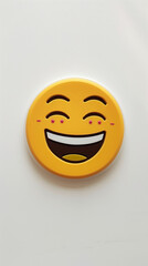 Fototapeta premium emoji smiley yellow face happy laughter joy digital icon fun expression emoticon cheerful cartoon positive symbol happiness smiling face animated bright 