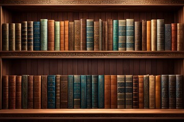 Fototapeta premium A shelf full of books with a variety of colors and sizes