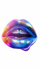 Fototapeta premium lips lipstick mouth colorful makeup beauty vibrant rainbow gloss shiny cosmetic fashion sensual bright artistic 