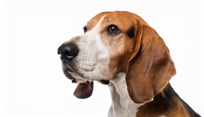 アメリカン・フォックスハウンドのポートレート（American Foxhound portrait on white background）
