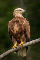 Golden Eagle Perched on a Branch in Nature, Realistic Photo, Pattern Background, Wallpaper, Cover and Screen for Smartphone, Cell Phone, Computer, Laptop
