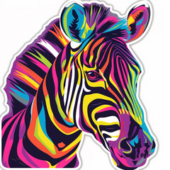 zebra colorful rainbow artwork psychedelic portrait animal stripes head art design vibrant graphic creative 