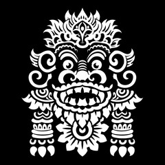 A white logo outline of a cool Giant Totsakan on a black background