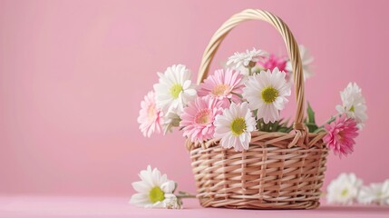 Beautiful basket of flower, copy space, Isolate Concept Valentine's Day, Mother's Day.