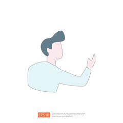 Simple line art illustration of a man waving his hand. Simple outline character of a person greeting someone.  Cartoon icon of a friendly gesture.