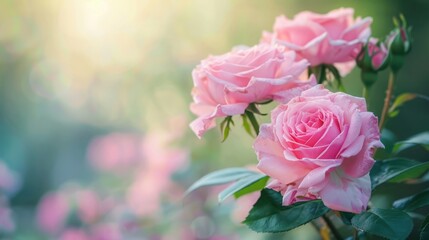 Obraz premium Beautiful pink roses flower in the garden