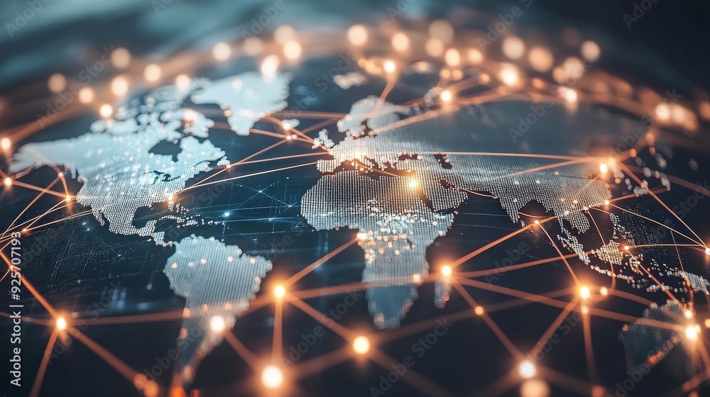 Poster global-business-structure-networking-analysis-data-exchange-customer-connection
