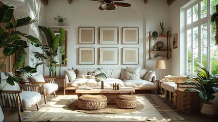 A modern living room with plush sofas and a stunning view creates a comfortable and inviting space