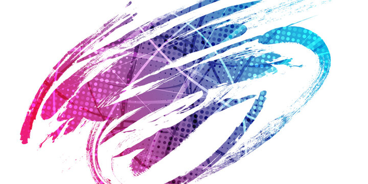 Abstract Background with Red and Blue Gradient Brush Texture and Halftone Effect. Grunge Sport Background, for Event Banner or Poster Design