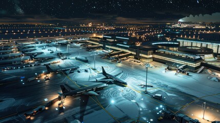 Airport at Night in Winter