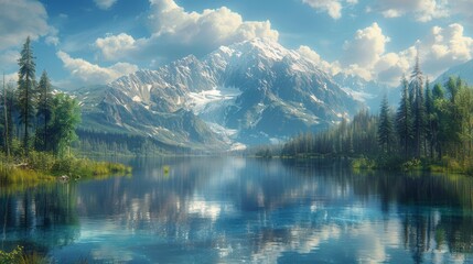 Obraz premium hyper photographicy realistic, glacier national park, cinematic, dramatic light in moring 