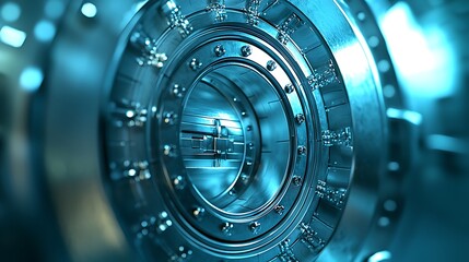 A 3D illustration of banking success, showcasing a secure vault that represents the pinnacle of financial security and trust, with plenty of copy space for your message.