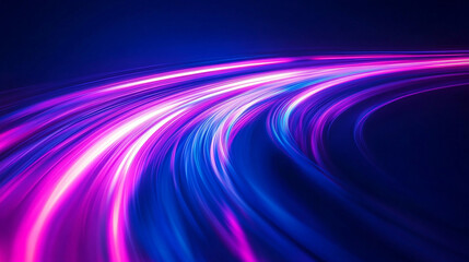Abstract Purple light trail on blue background