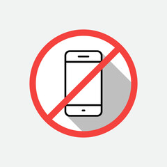 No phone sign icon. Off cellphone symbol