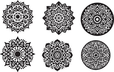 6 Mandala  Black and White Logo Vector Art – SVG Design.

This is a printable SVG design file. You can easily print on t-shirts, hoodies, mugs, bags, posters, walls, etc.
