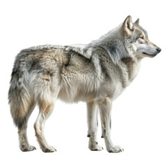 Obraz premium A Gray Wolf Standing in Profile
