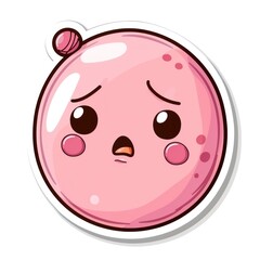 Fototapeta premium A cute pink balloon character with a sad expression, designed in a cartoon style.