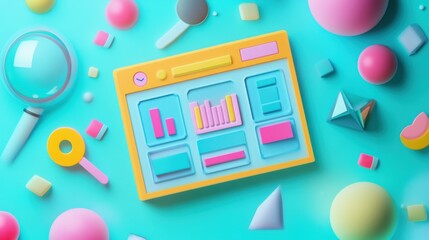 Futuristic 3D User Interface with Search Filters Floating in Space for Customized Searches