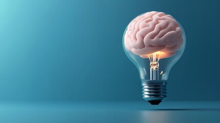 Brain Inside Lightbulb Representing Creative Thinking