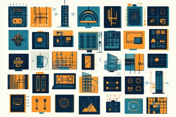 Digital Connectivity - Hand-Drawn Telecommunications Icons and Network Scenes Vector Collage