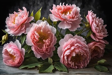 Pink Peonies on a Table