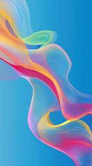 Colorful wave lines isolated blue background Curved wavy line Vector illustration