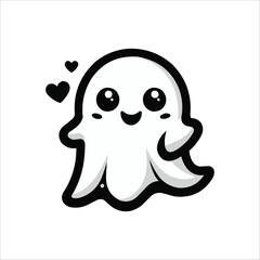 cute Halloween silhouette ghost vector