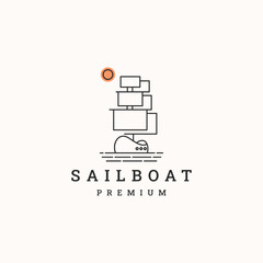 sailboat logo line vector icon illustration, logo template.