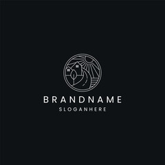 Farm House vector logo line on black background