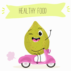 Cute funny guava character vector illustration.