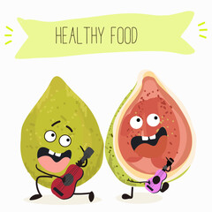 Cute funny guava character vector illustration.