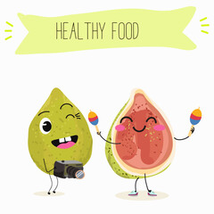 Cute funny guava character vector illustration.
