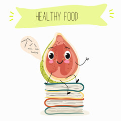 Cute funny guava character vector illustration.