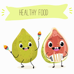 Cute funny guava character vector illustration.