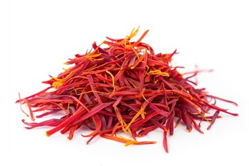 Fototapeta premium Saffron spice isolated on white background. Macro studio shot.