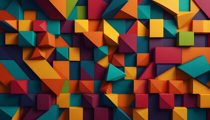 Colorful abstract geometric shape background. Generative AI