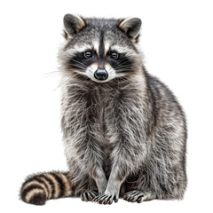 Fototapeta premium A Close-Up Portrait of a Sitting Raccoon