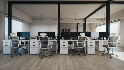 business office modern interior. 3d rendering