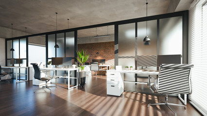 business office modern interior. 3d rendering
