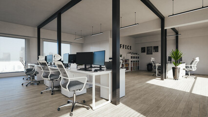 business office modern interior. 3d rendering