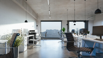 business office modern interior. 3d rendering