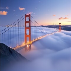 Fototapeta premium Golden Gate Bridge Shrouded in Fog, San Francisco