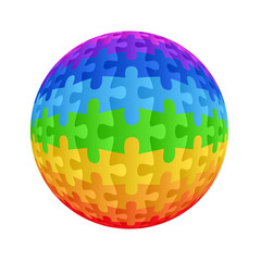 Colorful spherical puzzle stock vector isolated on white background.	
