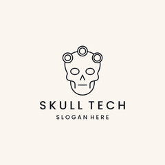 Skull tech logo style icon design template flat vector