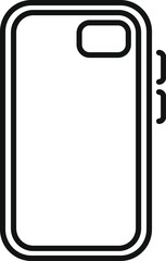 Simple line art showing the back of a smartphone with buttons, perfect for representing phone cases