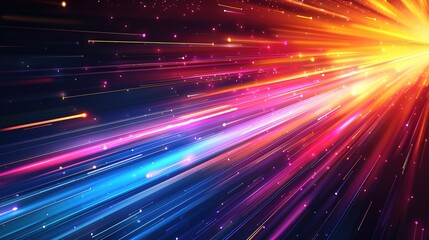 Abstract background of colorful lines and glowing lights.