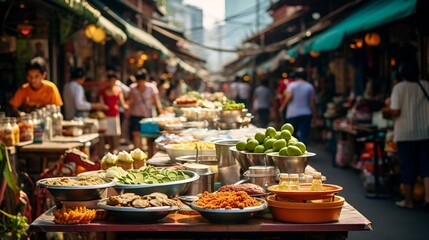 a table with food on it. 