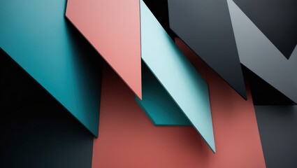 Obraz premium Abstract geometric shapes in vibrant colors create modern aesthetic, perfect for interior design projects, art installations, or creative backgrounds